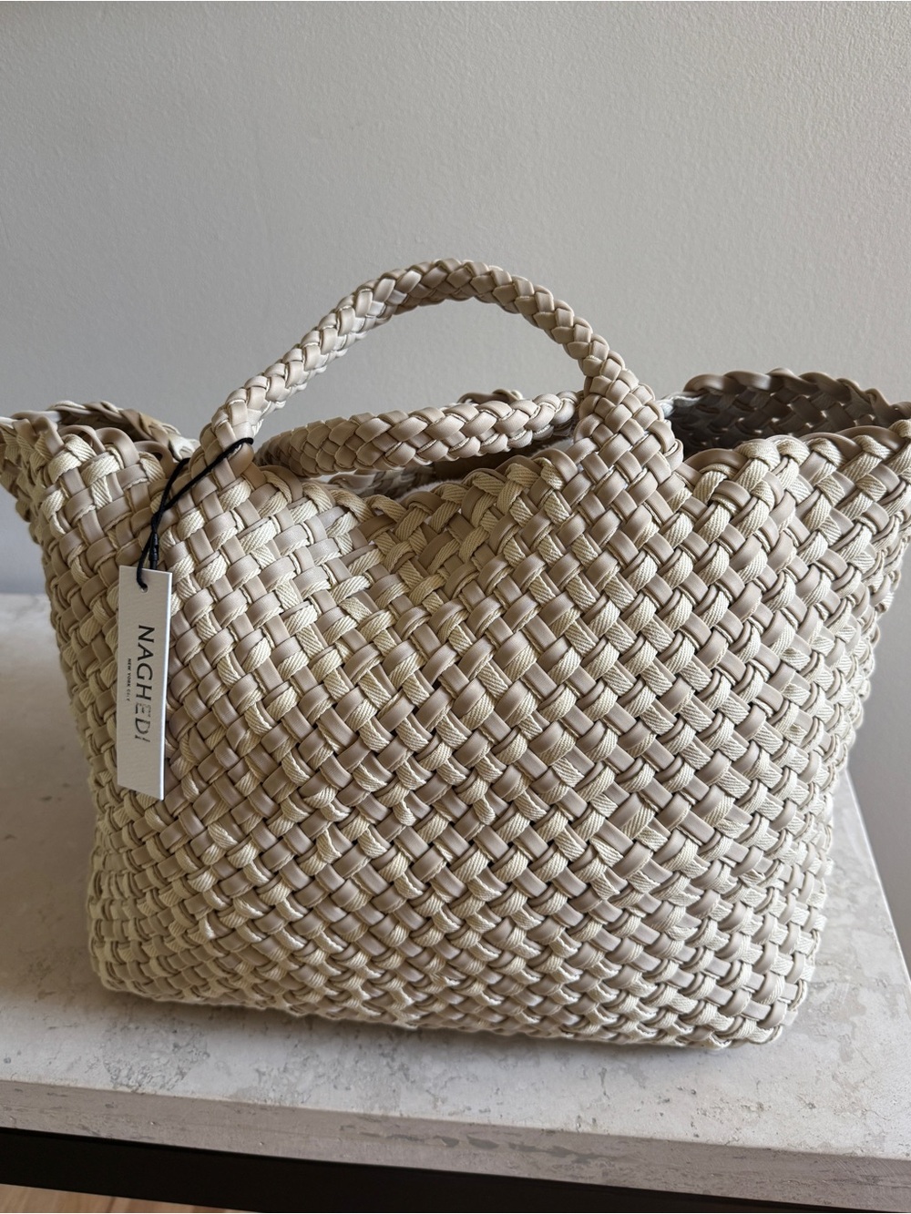 NWT Naghedi St Barth’s Medium Double-weave Cayman Beige Tote
